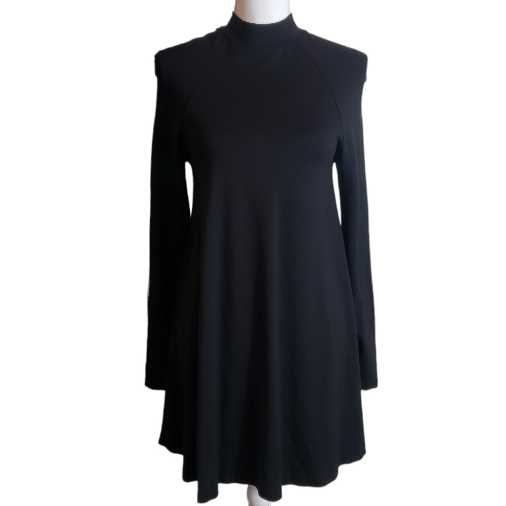 Nasty Gal Black Dress Size Small Mock Neck Long Sleeve Classic Jersey Stretch